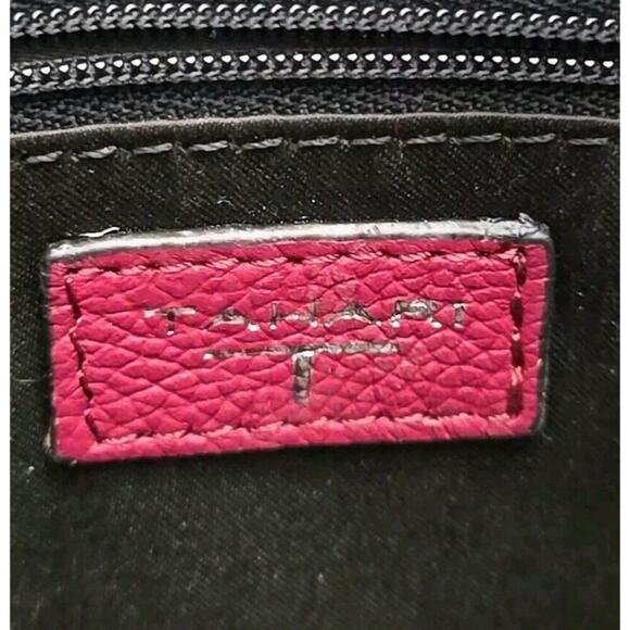 T Tahari Metro Crossbody Bag Leather Deep Red With Side Pouch Tassel - Picture 4 of 10